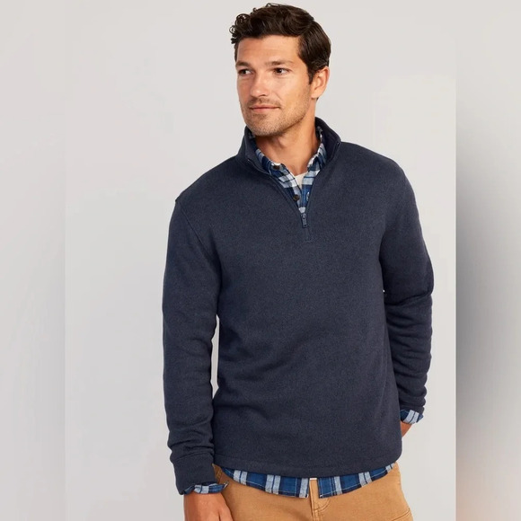 Gap Navy 1/4 zip Slub  Merino Sweater, size L - Picture 1 of 10
